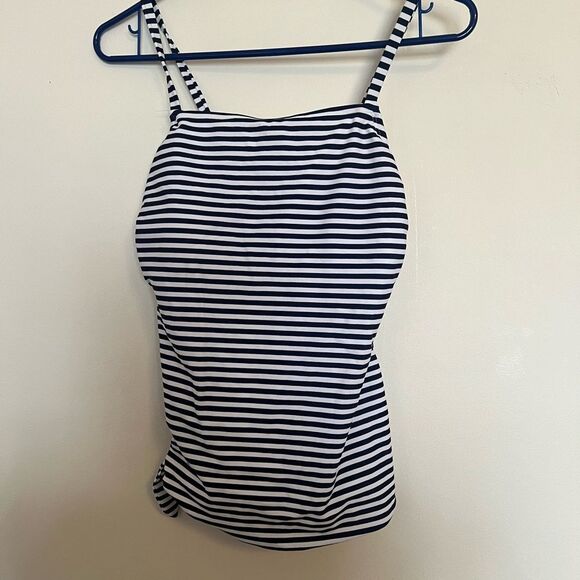 Kona Sol Striped Black and White Swim Tank Top - Picture 1 of 4